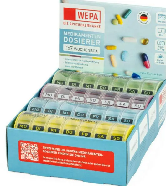 WEPA 1x7 Wochenbox Farbig Sortiert Pastell
