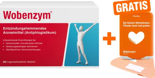 Wobenzym 360 magensaftresistente Tabletten + gratis Pflasterbox zu Wobenzym 1 Stück