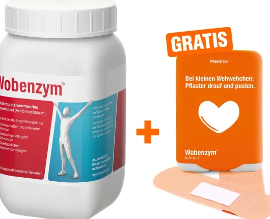 Wobenzym 800 magensaftresistente Tabletten + gratis Pflasterbox zu Wobenzym 1 Stück