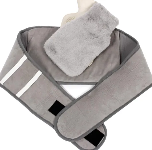 Wärmflaschen-Gürtel Premium 4 in 1 grau, mit Klettverschluss inkl. Wärmflasche u. Stoffbezug