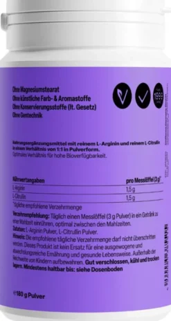 Zein Pharma L - Arginin & L - Citrullin 180 G Pulver