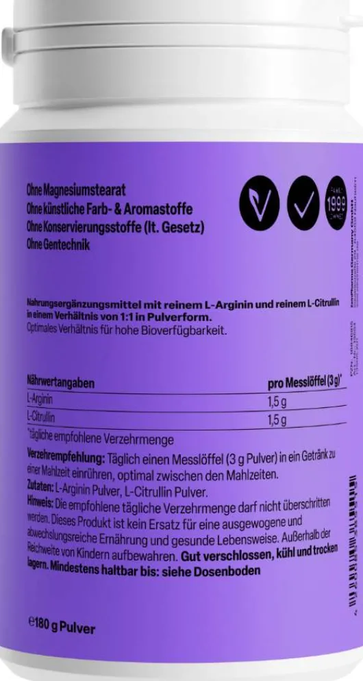 Zein Pharma L - Arginin & L - Citrullin 180 G Pulver
