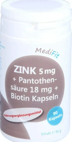 Zink 5 mg + Pantothensäure 18 mg + Biotin 90 Kapseln