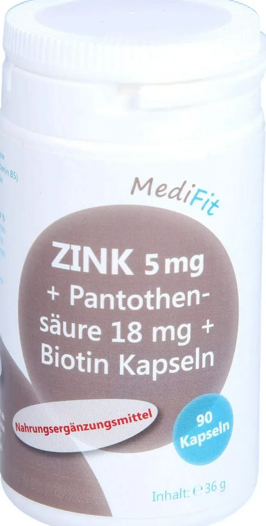 Zink 5 mg + Pantothensäure 18 mg + Biotin 90 Kapseln