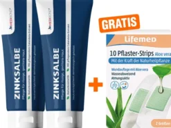 Zinksalbe Medibond 2 x 50 ml + gratis Pflaster-Strips Aloe Vera 10 Stück, 2 Größen