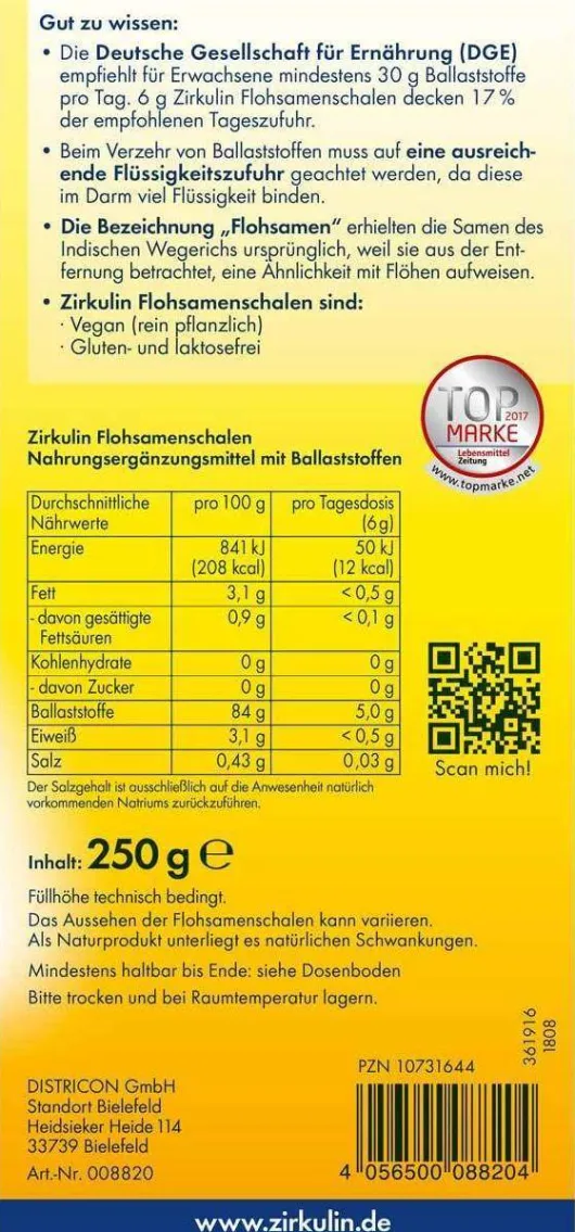 Zirkulin Flohsamenschalen 250 g