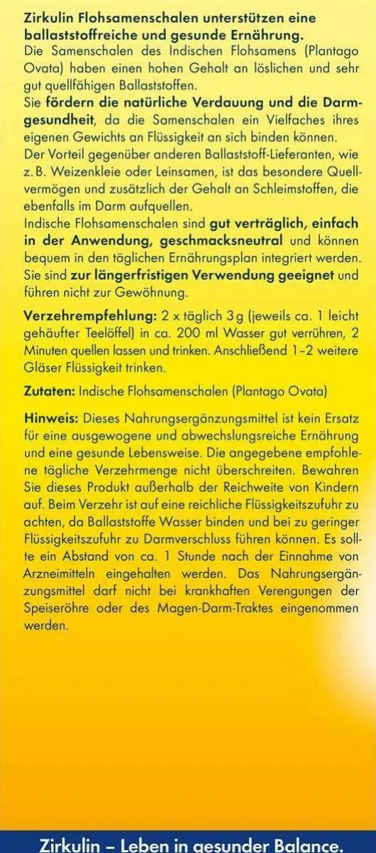 Zirkulin Flohsamenschalen 250 g